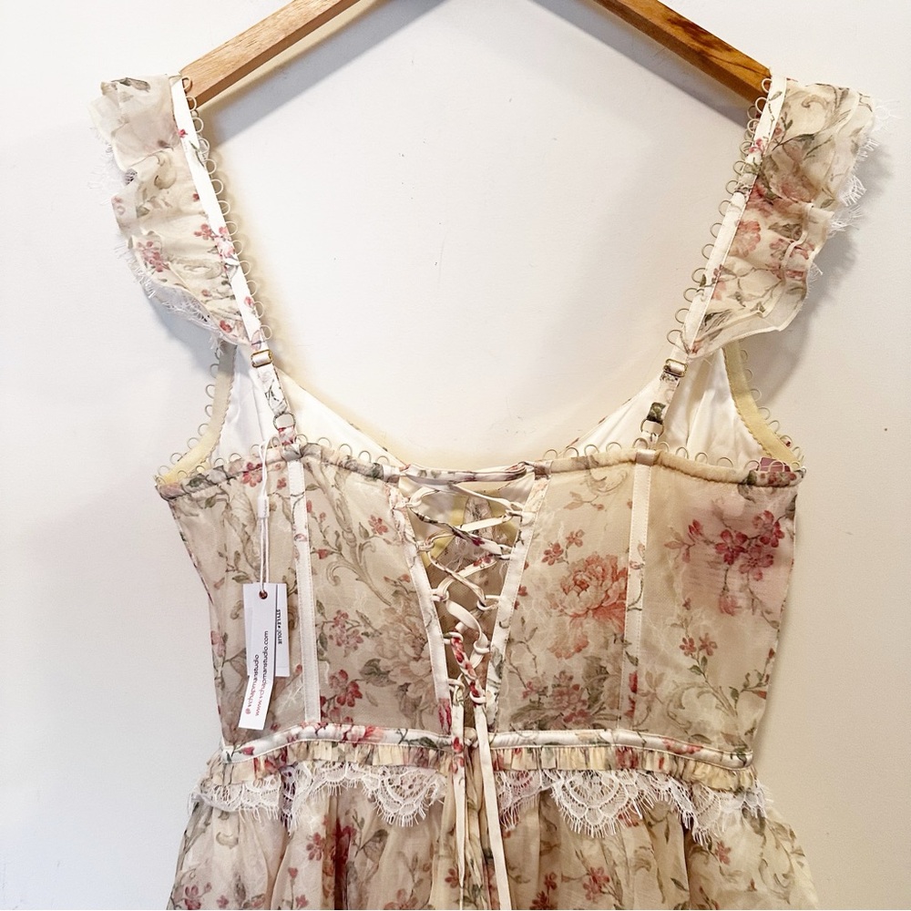 Anthropologie V. Chapman Jolie Corset Ruffle Lace Maxi Gown - Picture 9 of 13